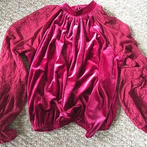 Free People Velvet & Lace Top